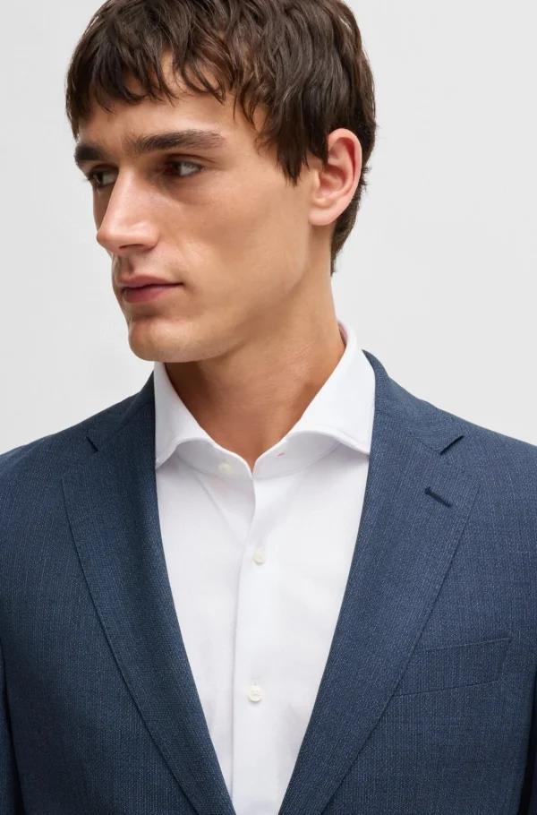 HUGO BOSS Fatos>Fato De Ajuste Slim Em Lã Elástica De Alta Performance Com Micropadrão