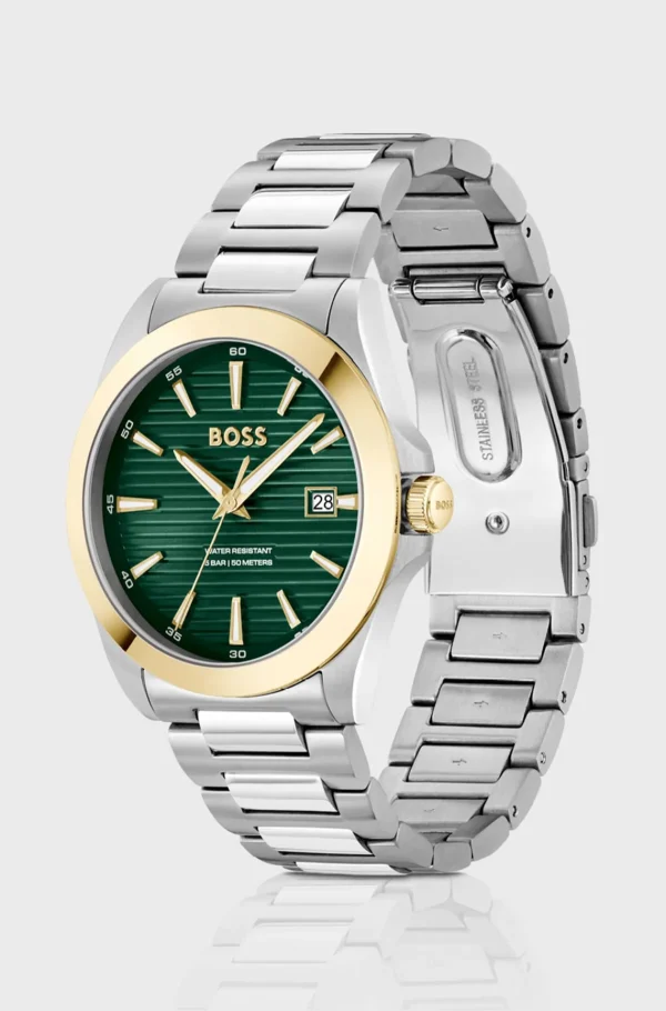 HUGO BOSS Relógios>Gold- And -tone Watch With Green Grooved Dial