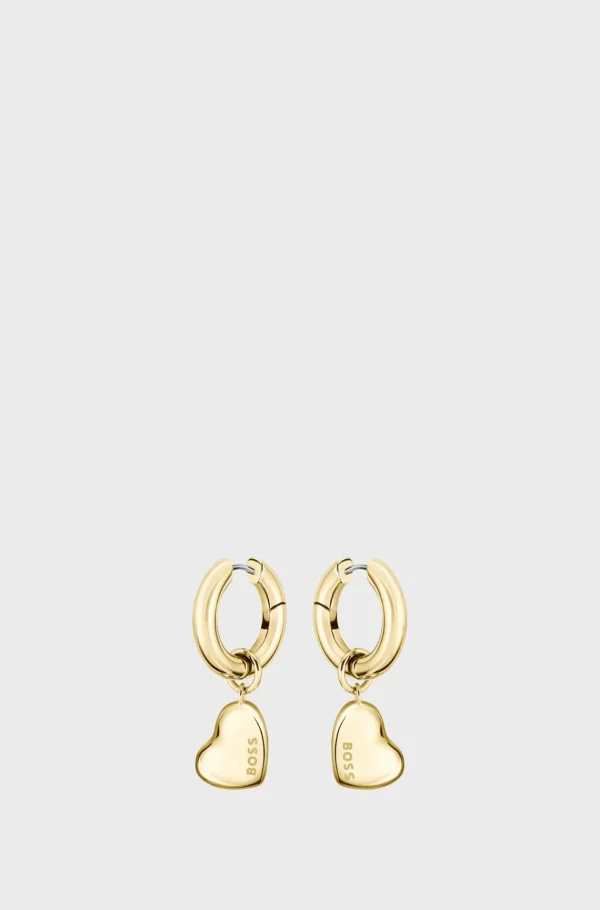 MULHER HUGO BOSS Joias>-tone Huggie Hoop Earrings With Heart Charms