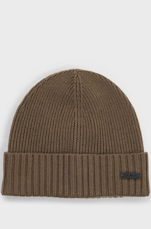 HUGO BOSS Bonés E Gorros>Gorro Canelado Em Lã Virgem