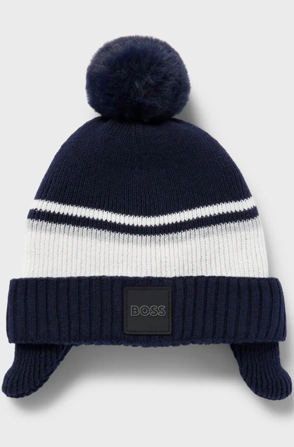 Crianças HUGO BOSS Chapéus E Cachecóis>Gorro Em Algodão Tecido Com Pompom Para Criança