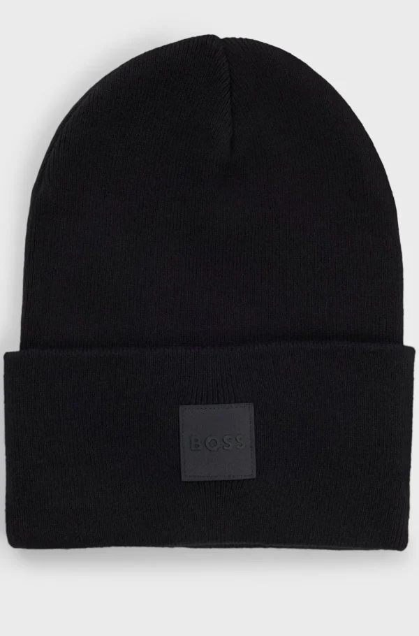 HUGO BOSS Bonés E Gorros>Gorro Em Algodão Tecido Com Etiqueta De Logótipo