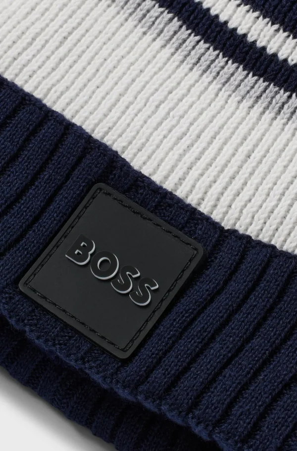 Crianças HUGO BOSS Chapéus E Cachecóis>Gorro Em Algodão Tecido Com Pompom Para Criança