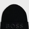 MULHER HUGO BOSS Gorros E Luvas>Gorro Em Lã Virgem Com Logótipo Bordado