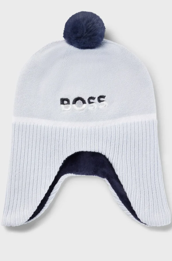 Crianças HUGO BOSS Chapéus E Cachecóis>Gorro Para Bebé Com Pompom E Proteções Para Os Ouvidos