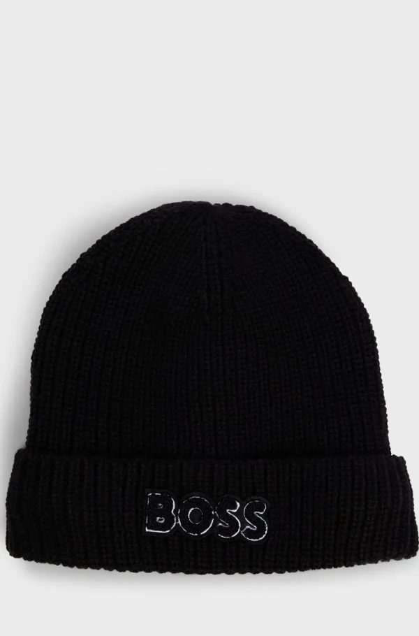 Crianças HUGO BOSS Chapéus E Cachecóis>Gorro Para Criança Com Logótipo E Forro Em Pele Sintética