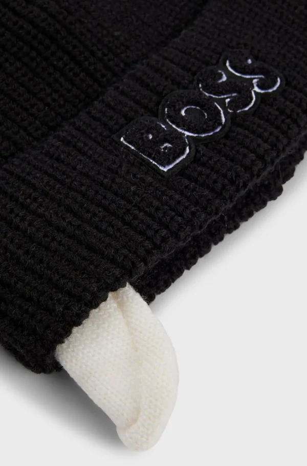 Crianças HUGO BOSS Chapéus E Cachecóis>Gorro Para Criança Com Logótipo E Forro Em Pele Sintética