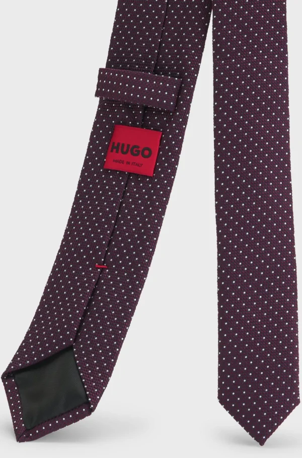 HUGO BOSS Gravatas E Lenços De Bolso>Gravata De Mistura De Seda Com Micro Bolinhas Em Jacquard