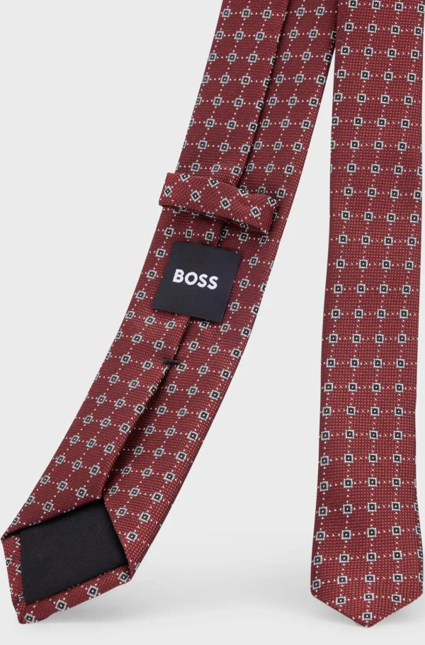 HUGO BOSS Gravatas E Lenços De Bolso>Gravata Em Mistura De Seda Com Padrão Jacquard