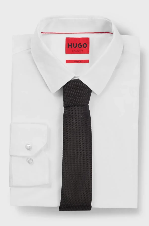 HUGO BOSS Gravatas E Lenços De Bolso>Gravata Em Seda Com Padrão Jacquard Integral