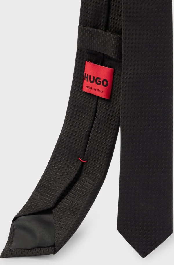 HUGO BOSS Gravatas E Lenços De Bolso>Gravata Em Seda Com Padrão Jacquard Integral