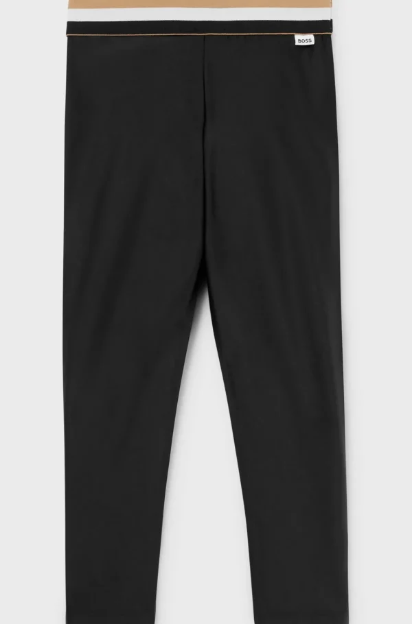 Crianças HUGO BOSS Júniores (Idades 4-14)>Leggings Com Cintura Com A Característica Risca Para Criança