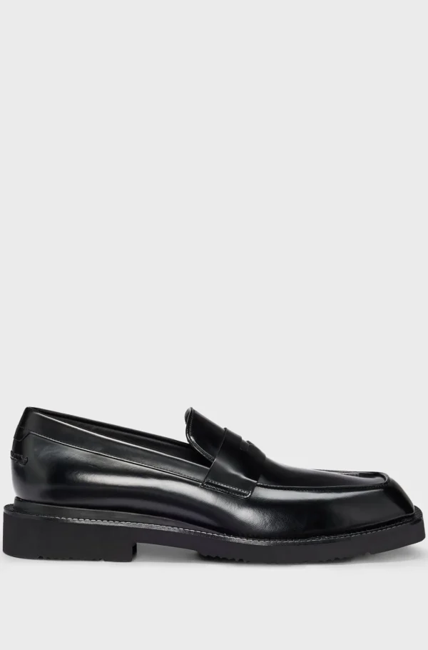 HUGO BOSS Sapatos Informais>Loafers Com Acabamentos Tipo Penny Em Pele Escovada