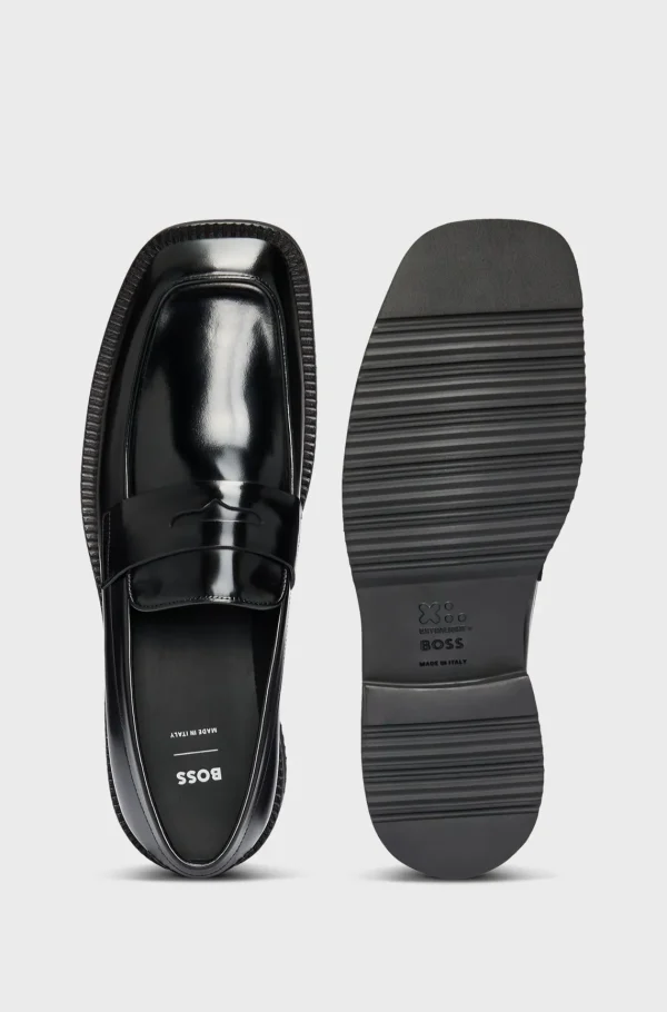 HUGO BOSS Sapatos Informais>Loafers Com Acabamentos Tipo Penny Em Pele Escovada