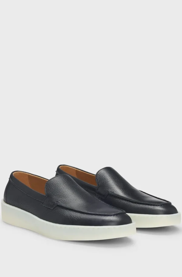 HUGO BOSS Sapatos Descontraídos>Loafers Em Pele Granulada Com Marca Em Relevo