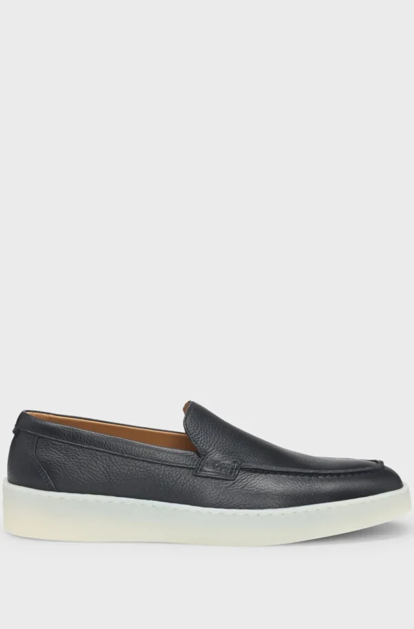 HUGO BOSS Sapatos Descontraídos>Loafers Em Pele Granulada Com Marca Em Relevo