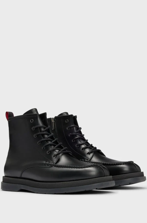 HUGO BOSS Botas>Meias Botas Em Pele Com Atacadores E Presilha De Assinatura