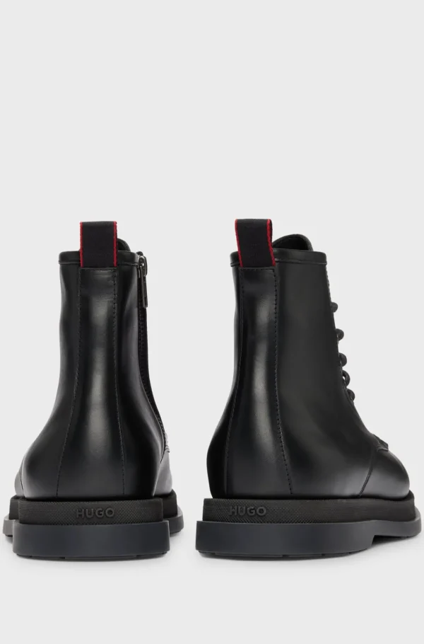 HUGO BOSS Botas>Meias Botas Em Pele Com Atacadores E Presilha De Assinatura