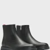 HUGO BOSS Botas>Meias Botas Em Pele Com Fecho E Detalhes De Costura