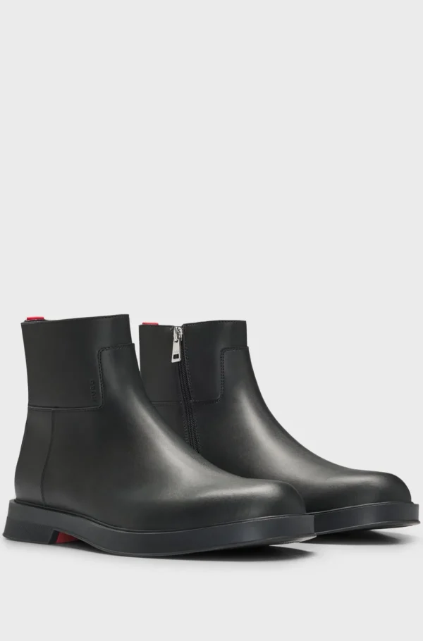 HUGO BOSS Botas>Meias Botas Em Pele Com Fecho E Detalhes De Costura