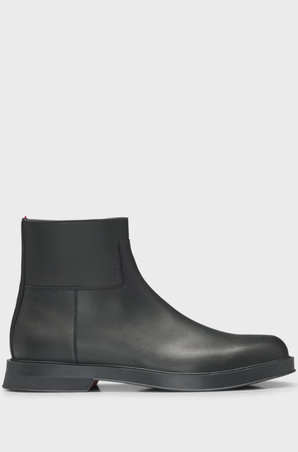 HUGO BOSS Botas>Meias Botas Em Pele Com Fecho E Detalhes De Costura