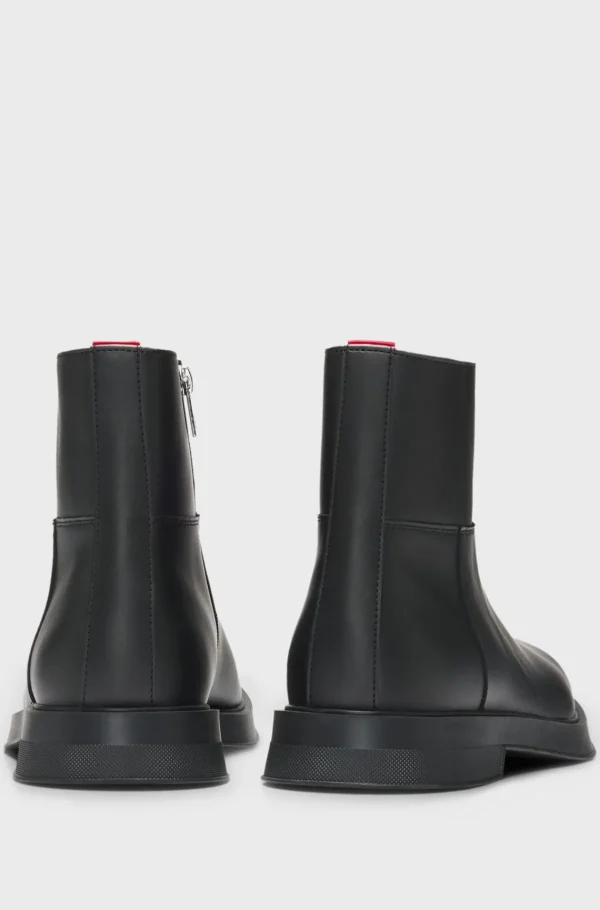 HUGO BOSS Botas>Meias Botas Em Pele Com Fecho E Detalhes De Costura