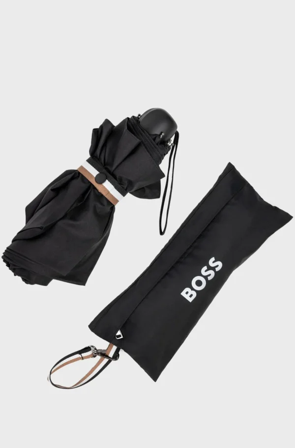 HUGO BOSS Mais Acessórios>Mini Guarda-chuva Com Alça De Fecho De Risca De Assinatura