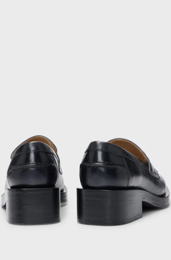 MULHER HUGO BOSS Saltos Rasos>Mocassins De Pele Com Material Da Marca