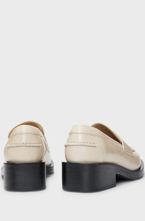 MULHER HUGO BOSS Saltos Rasos>Mocassins De Pele Com Material Da Marca