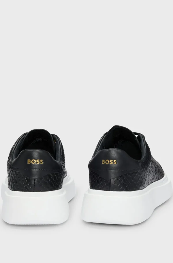 MULHER HUGO BOSS Ténis>Nome De Exibição: Sapatilhas Cupsole Em Pele Com Monogramas Em Relevo