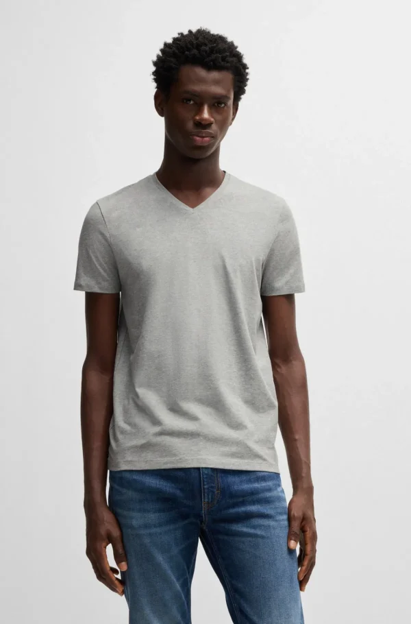 HUGO BOSS T-Shirts>Pack De 2 T-shirts Com Gola Em V Em Algodão Elástico