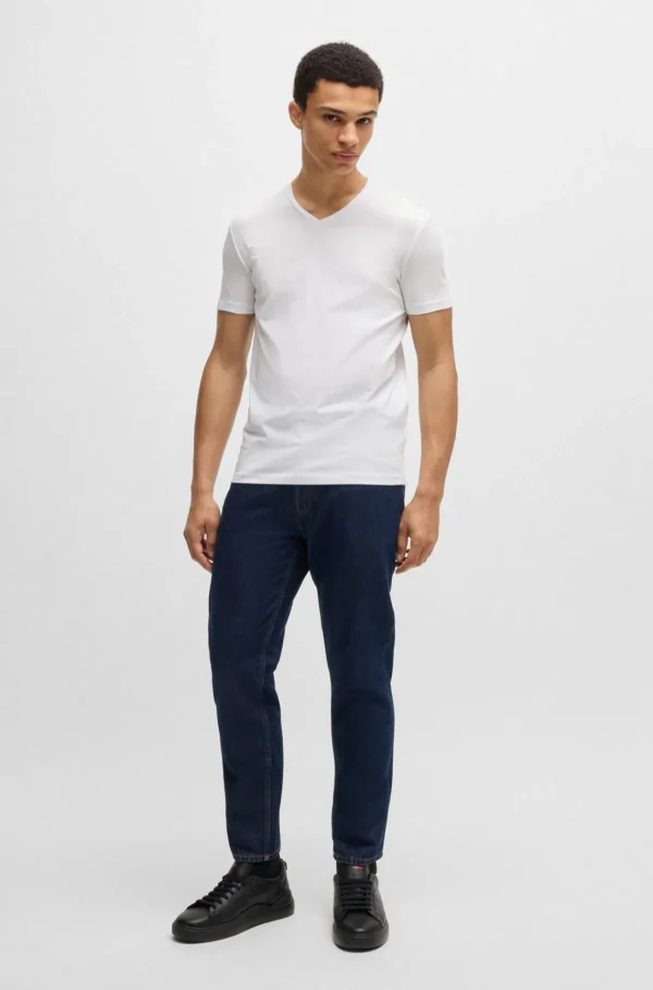 HUGO BOSS T-Shirts>Pack De 2 T-shirts Com Gola Em V Em Algodão Elástico