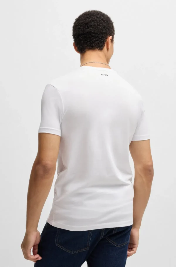 HUGO BOSS T-Shirts>Pack De 2 T-shirts Com Gola Em V Em Algodão Elástico