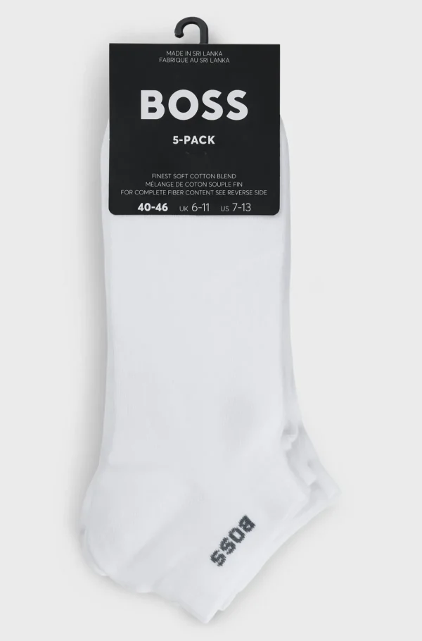 HUGO BOSS Meias>Pack De Cinco Pares De Meias Pelo Tornozelo Em Mistura De Algodão Com Detalhes Da Marca