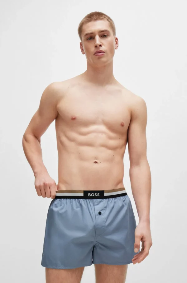 HUGO BOSS Pijamas E Loungewear>Pack De Dois Calções De Pijama De Algodão Com Cintura De Assinatura