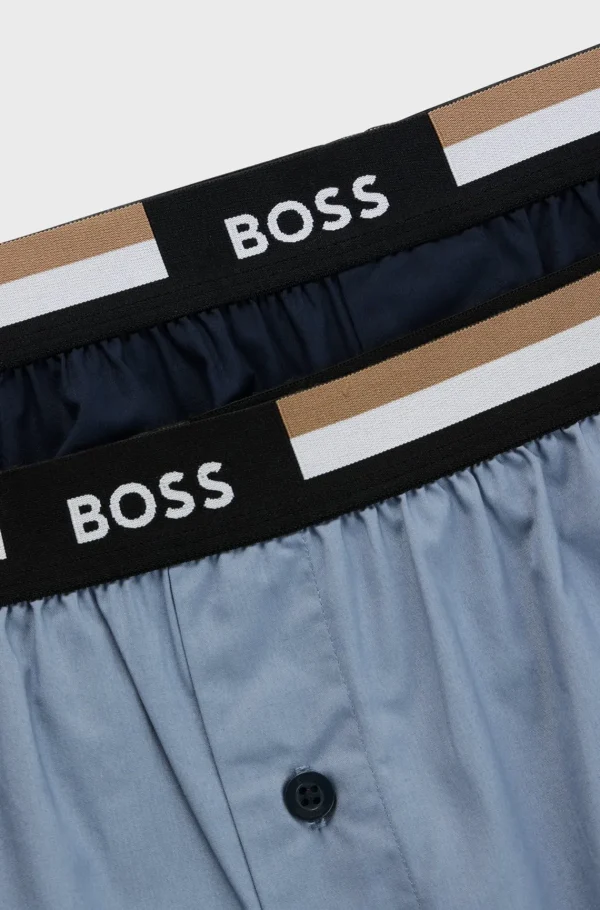 HUGO BOSS Pijamas E Loungewear>Pack De Dois Calções De Pijama De Algodão Com Cintura De Assinatura