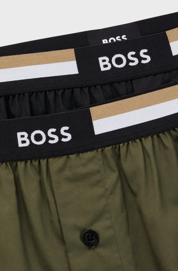 HUGO BOSS Pijamas E Loungewear>Pack De Dois Calções De Pijama De Algodão Com Cintura De Assinatura