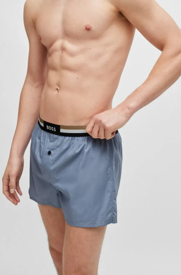 HUGO BOSS Pijamas E Loungewear>Pack De Dois Calções De Pijama De Algodão Com Cintura De Assinatura