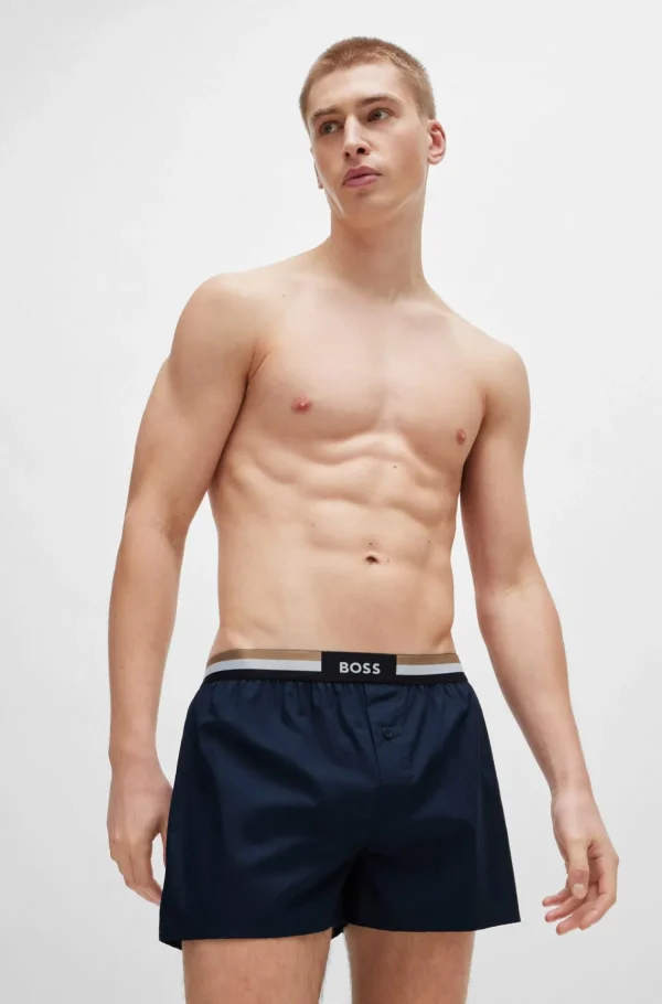 HUGO BOSS Pijamas E Loungewear>Pack De Dois Calções De Pijama De Algodão Com Cintura De Assinatura