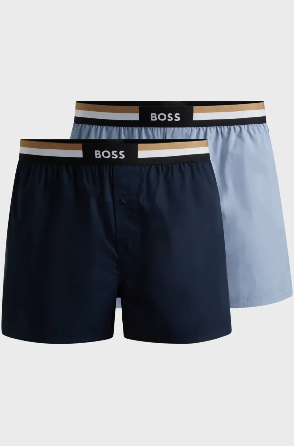 HUGO BOSS Pijamas E Loungewear>Pack De Dois Calções De Pijama De Algodão Com Cintura De Assinatura