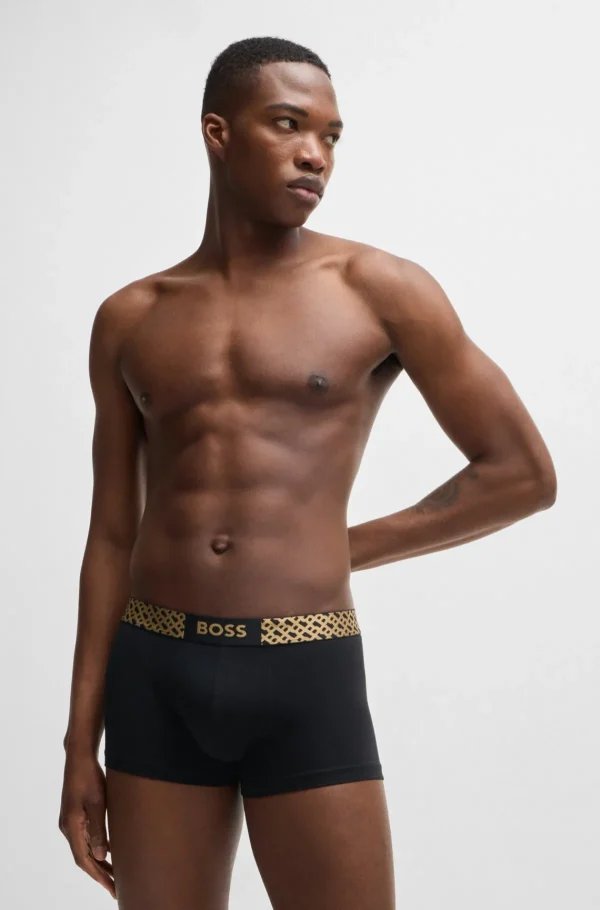 HUGO BOSS Roupa Interior>Pack De Três Boxers De Algodão Elástico Com Monograma Na Cintura