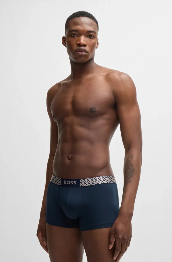 HUGO BOSS Roupa Interior>Pack De Três Boxers De Algodão Elástico Com Monograma Na Cintura