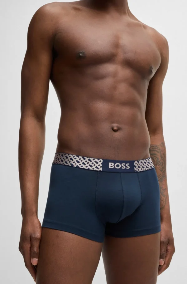 HUGO BOSS Roupa Interior>Pack De Três Boxers De Algodão Elástico Com Monograma Na Cintura