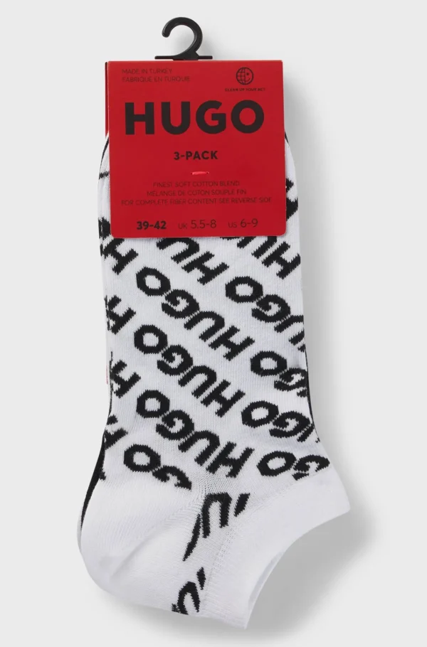 MULHER HUGO BOSS Meias>Pack De Três Pares De Meias Pelo Tornozelo Numa Mistura De Algodão