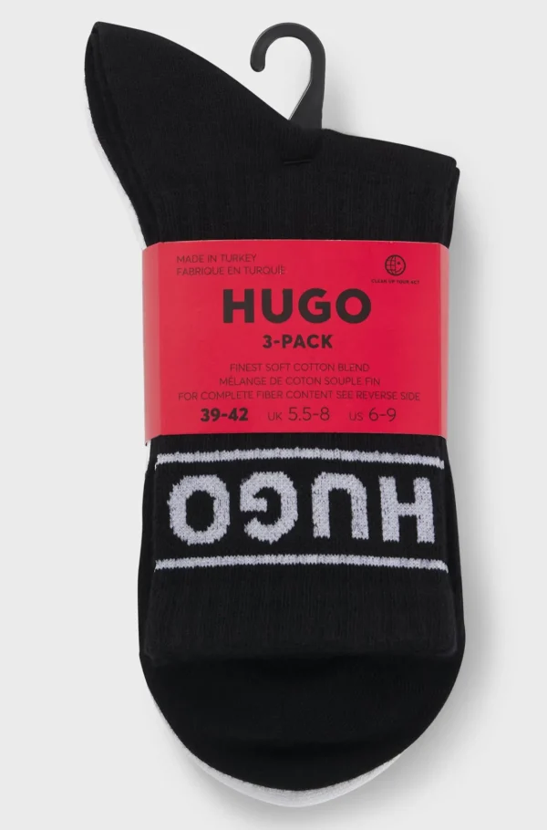 MULHER HUGO BOSS Meias>Pack De Três Pares De Meias Curtas Com Logótipo