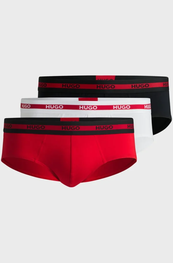 HUGO BOSS Roupa Interior>Pack De Três Slips Em Algodão Elástico Com Logótipos Na Cintura