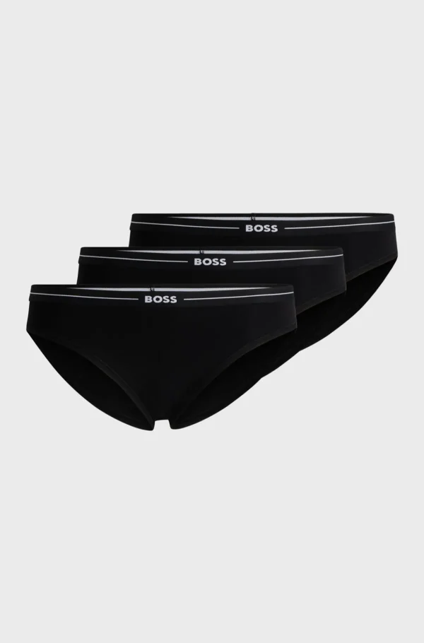 MULHER HUGO BOSS Roupa Interior>Pack De Três Slips Em Algodão Elástico Com Logótipos Na Cintura