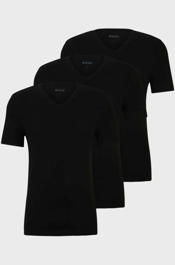 HUGO BOSS Roupa Interior>Pack De Três T-shirts Com Gola Em V Em Jersey De Algodão