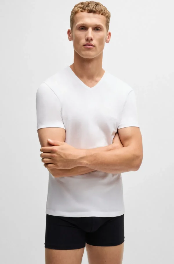 HUGO BOSS Artigos Essenciais>Pack De Três T-shirts Com Gola Em V Em Jersey De Algodão