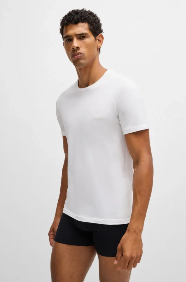 HUGO BOSS Roupa Interior | Artigos Essenciais>Pack De Três T-shirts Com Logótipo Bordado Em Algodão